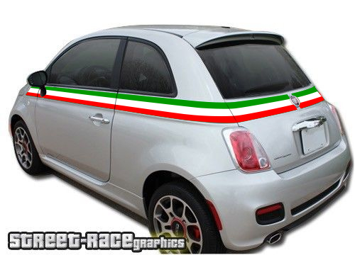 Fiat 500 racing stripes 060 - Italian Flag stickers