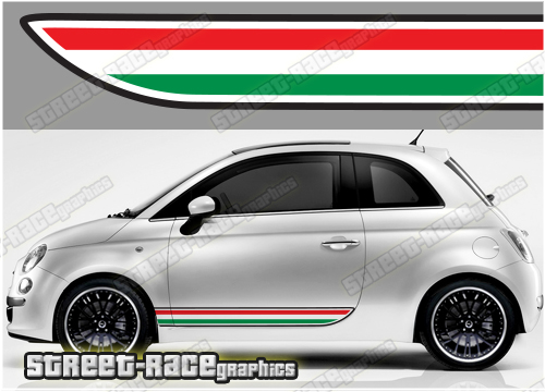 Fiat 500 racing stripes 065 - Italian flag