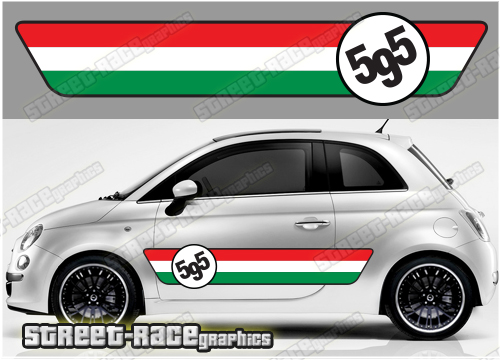 Fiat 500 racing stripes 066 - Italian flag 595