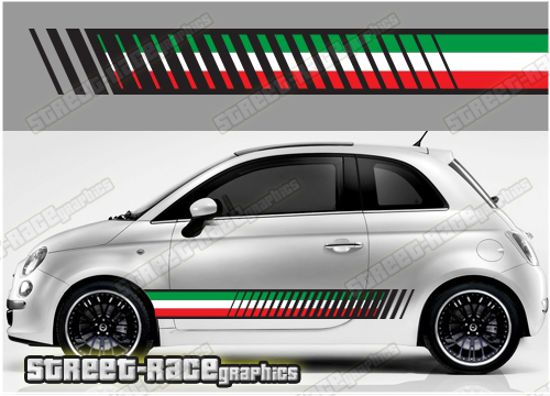 Fiat 500 racing stripes 067 - Italian flag
