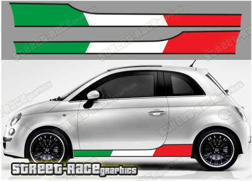Fiat 500 racing stripes 069 - Italian flag