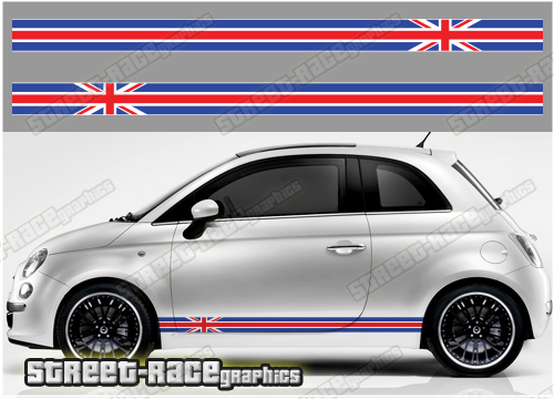 Fiat 500 racing stripes 070 - Union Jack