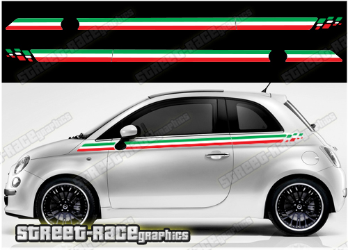 Fiat 500 racing stripes 073 - Italian Flag stickers
