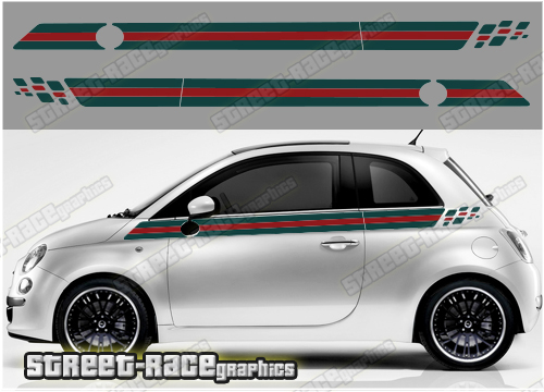 Fiat 500 racing stripes 074 - Gucci style