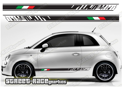 Fiat 500 racing stripes 075 - Italian flag