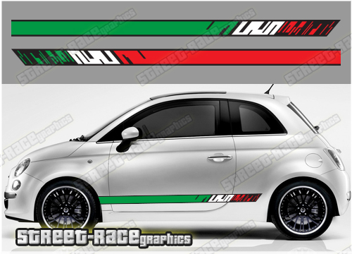 Fiat 500 racing stripes 076 - Italian flag