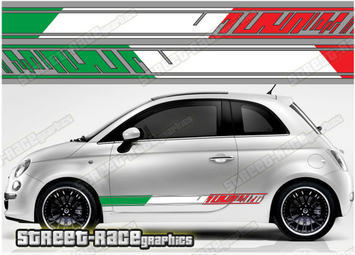 Fiat 500 racing stripes 077 - Italian flag