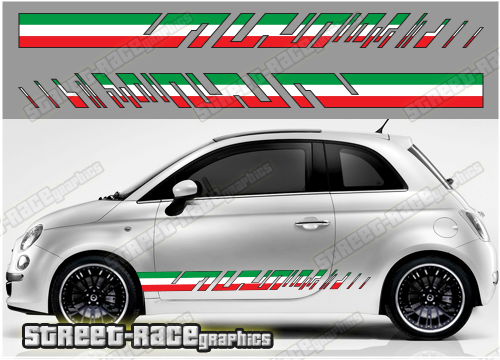 Fiat 500 racing stripes 078 - Italian flag