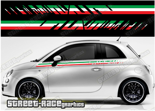 Fiat 500 racing stripes 080 - Italian flag