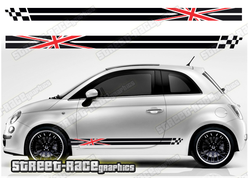 Fiat 500 racing stripes 100 - Union Jack