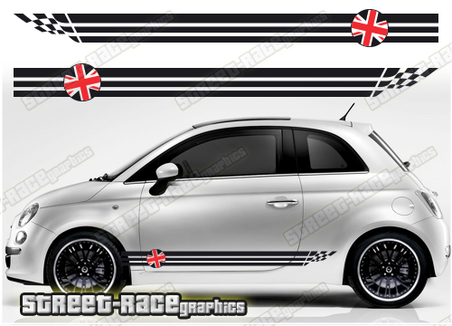 Fiat 500 racing stripes 102 - Union Jack