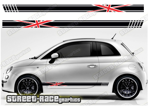 Fiat 500 racing stripes 103 - Union Jack