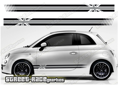 Fiat 500 racing stripes 105 - Union Jack