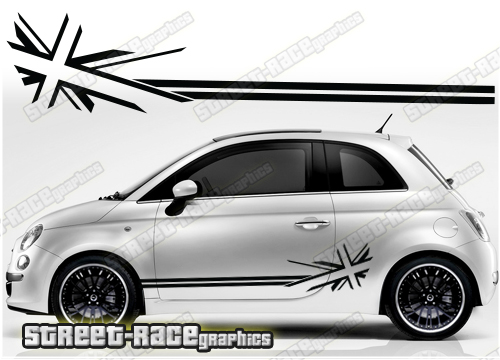 Fiat 500 racing stripes 107 - Union Jack