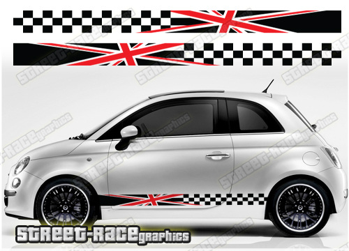 Fiat 500 racing stripes 109 - Union Jack