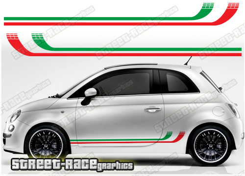Fiat 500 racing stripes 121 - Italian Flag stickers