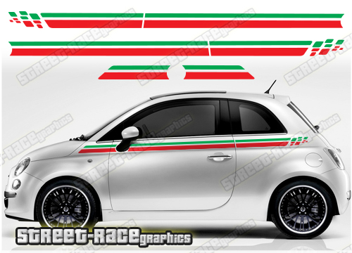 Fiat 500 racing stripes 124 - Italian Flag stickers