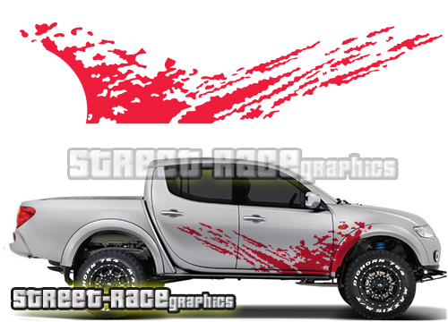 036 - L200 Large shredded grunge decals