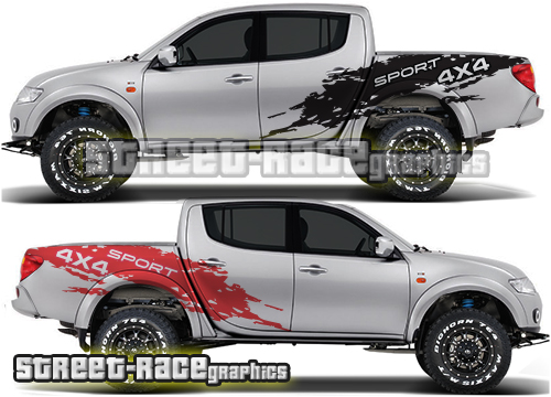 054 - L200 Large shredded grunge decals