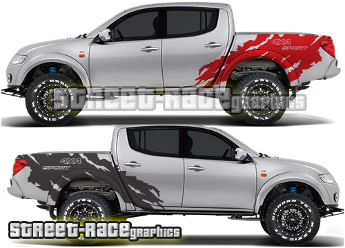 056 - L200 Large shredded grunge decals