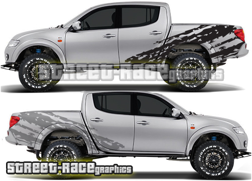 058 - L200 Large shredded grunge decals