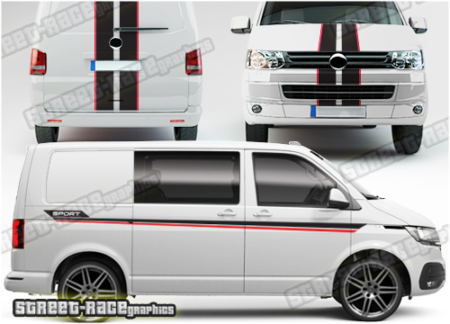VW transporter full racing stripes 007