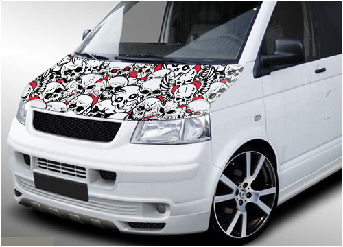 308 - VW Transporter bonnet wrap (Stickerbomb Skull)
