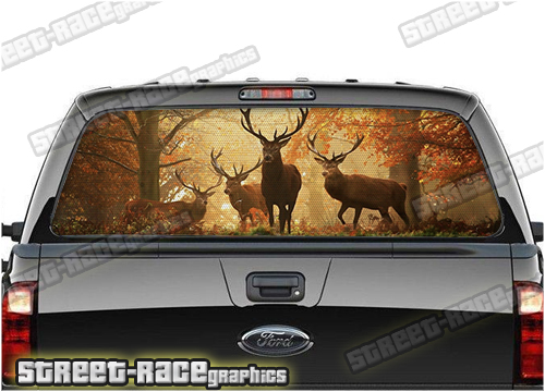 1101 - Rear window perforated graphic - Deer Hunting forest