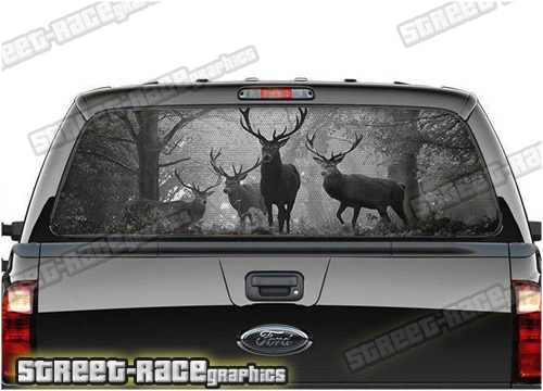 1102 - Rear window perforated graphic - Deer Hunting forest
