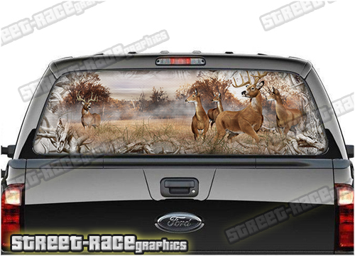 1124 - Rear window perforated graphic - Deer hunting