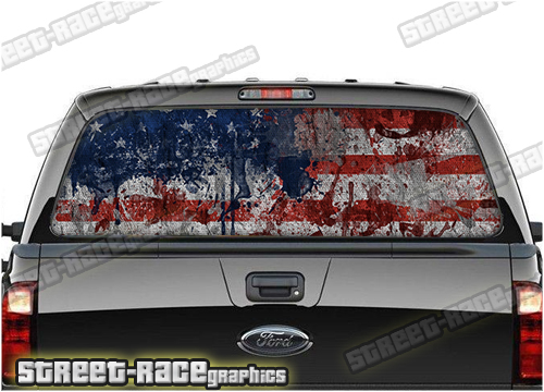 701 - Rear window perforated graphic - USA Flag