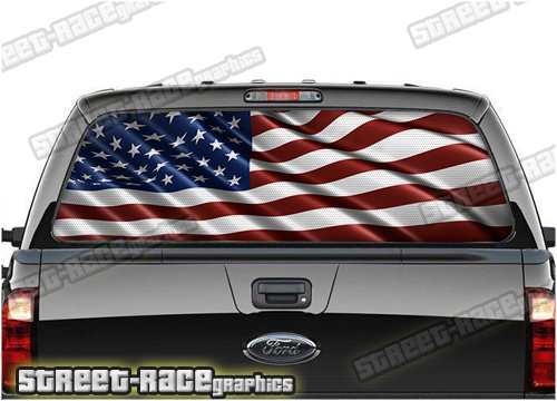 716 - Rear window perforated graphic - USA Flag