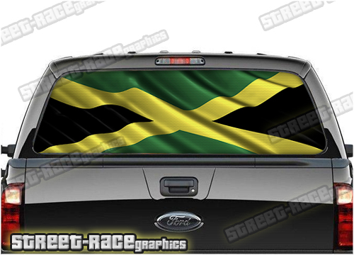 724 - Rear window perforated graphic - Jamaica Flag