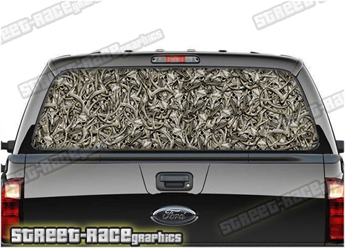 801 - Rear window perforated graphic -Buck Skull Camo