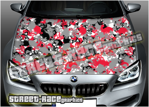 314 - Bonnet wrap (Skull camo stickerbomb)