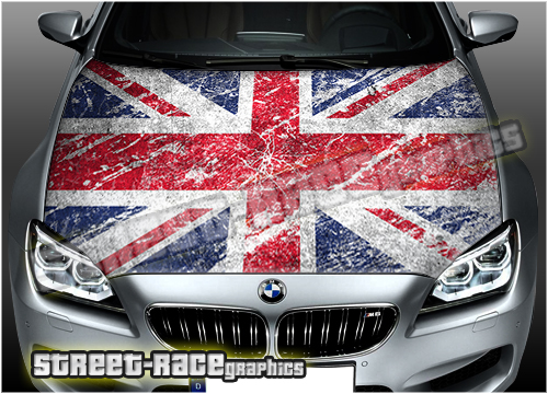 702 - Bonnet wrap (Union Jack Grunge flag)