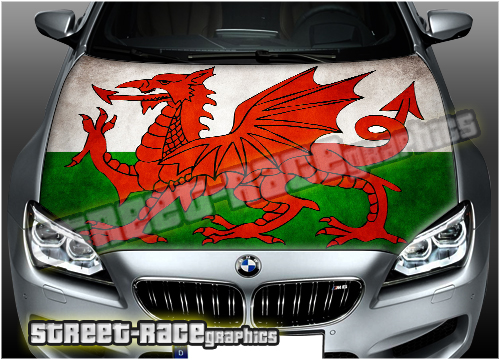 711 - Bonnet wrap (Wales grunge flag)