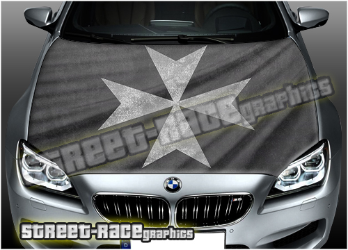 727 - Bonnet wrap (Maltese Cross Wavy flag)