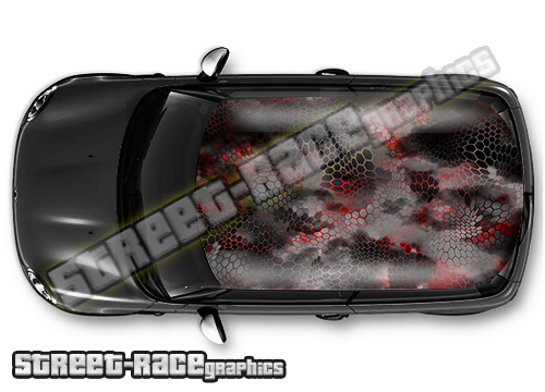 1214 - Camouflage car roof wrap (Chameleon red)