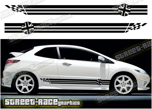 Honda Civic racing stripes 017B - Union Jack