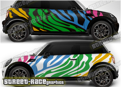 Mini rally graphics 025 - Rainbow Zebra stripes