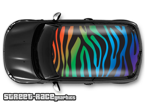 002 - Zebra car roof wrap (rainbow)