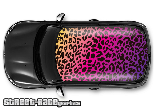 006 - Leopard print car roof wrap (yellow-pink-purple)