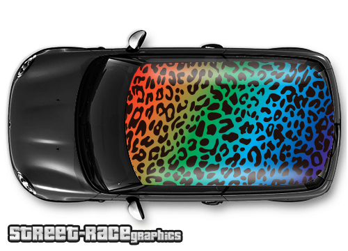009 - Leopard print car roof wrap (rainbow)