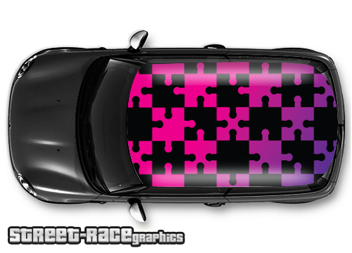 010 - Jigsaw print car roof wrap (pink-purple)