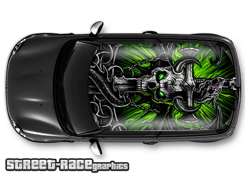 006 - Skull car roof wrap