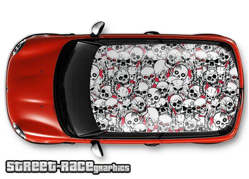 009 - Skull stickerbomb car roof wrap