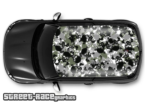 011 - Skull stickerbomb camouflage car roof wrap