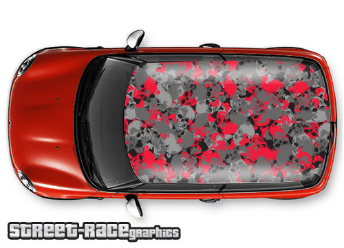012 - Skull stickerbomb camouflage car roof wrap