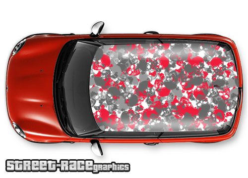 013 - Skull stickerbomb camouflage car roof wrap
